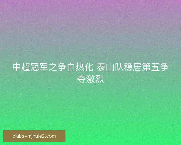 中超冠军之争白热化 泰山队稳居第五争夺激烈